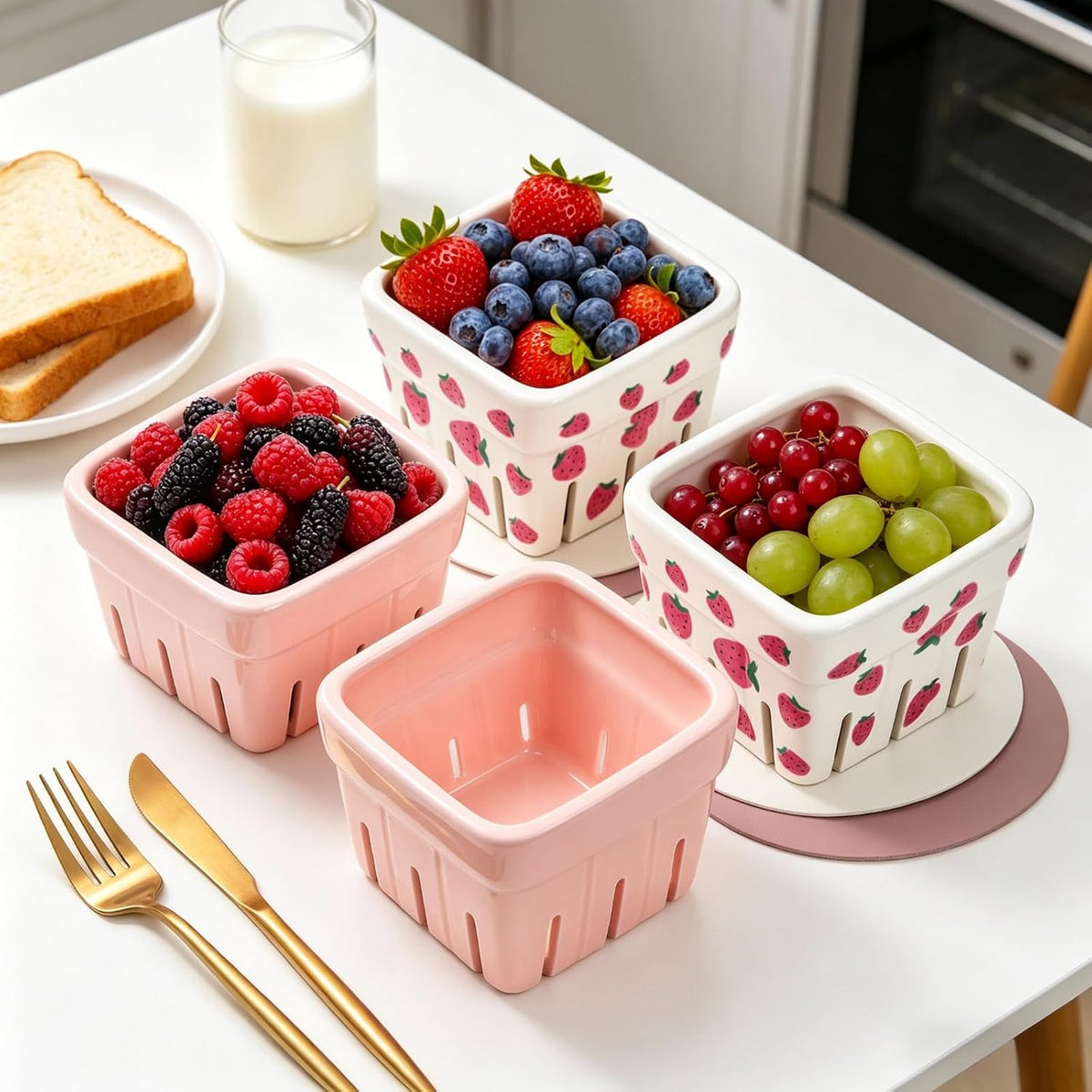 KITECHOME Ceramic Berry Baskets