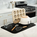 S&T INC. Extra Large 18" x 24" Absorbent Microfiber Dish Drying Mat with Diamond Texture, Black