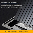 Defrosting Tray for Frozen Meat Rapid and Safer - Thawing Tray for Frozen Meat with Drip - Natural Heating Defroster Miracle Thaw Large Size Upgrades 6mm