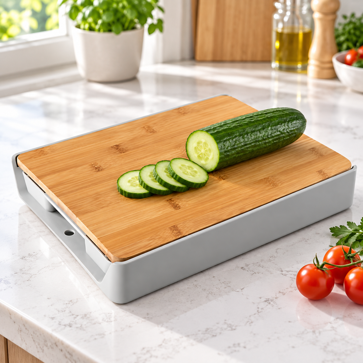 Multifunctional Bamboo Cutting Board Drawer Type Chopping Board Kitchen Tool